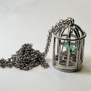 Bird In A Cage Pendant Necklace